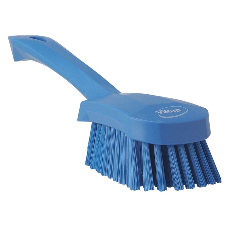 Vikan® Brosse à main à manche court - Fibres medium - Bleue - 22,5cm